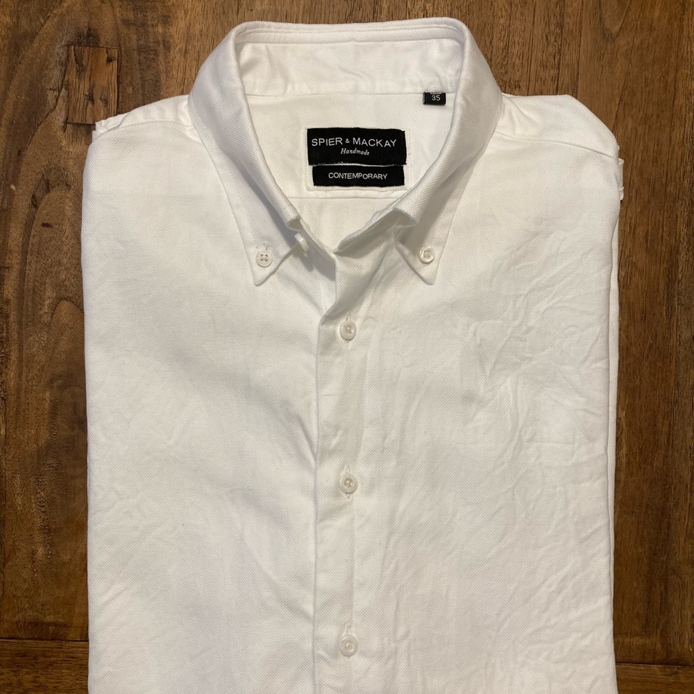 NWOT Spier & Mackay White Oxford Button-Down Shirt, 15.5 x 35 Contemporary Fit